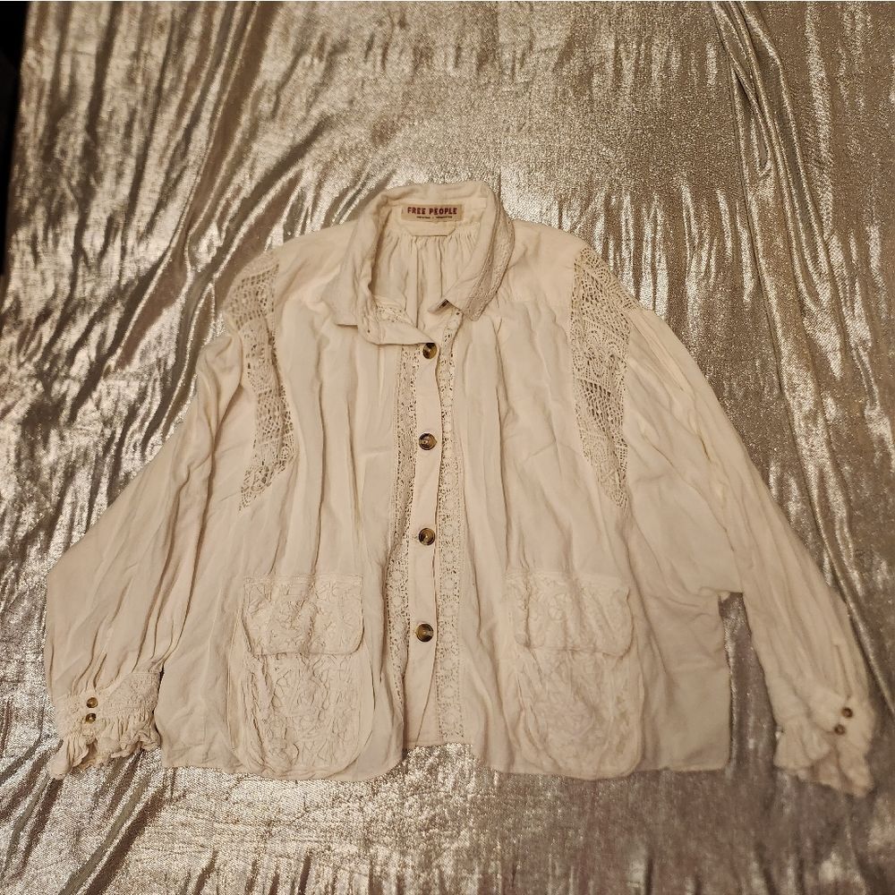 Free People Women's White Lace Detail Jacket